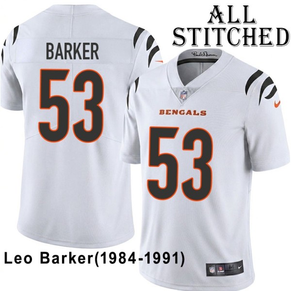 White Embroidered Leo Barker Cincinnati Bengals #53 Stitched Jersey