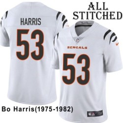 White Embroidered Bo Harris Cincinnati Bengals #53 Stitched Jersey