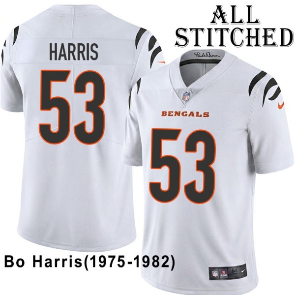White Embroidered Bo Harris Cincinnati Bengals #53 Stitched Jersey