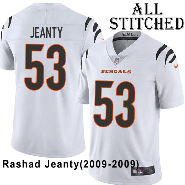 White Embroidered Rashad Jeanty Cincinnati Bengals #53 Stitched Jersey