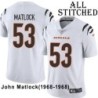 White Embroidered John Matlock Cincinnati Bengals #53 Stitched Jersey