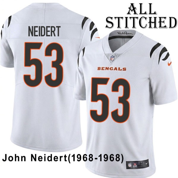 White Embroidered John Neidert Cincinnati Bengals #53 Stitched Jersey