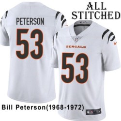 White Embroidered Bill Peterson Cincinnati Bengals #53 Stitched Jersey