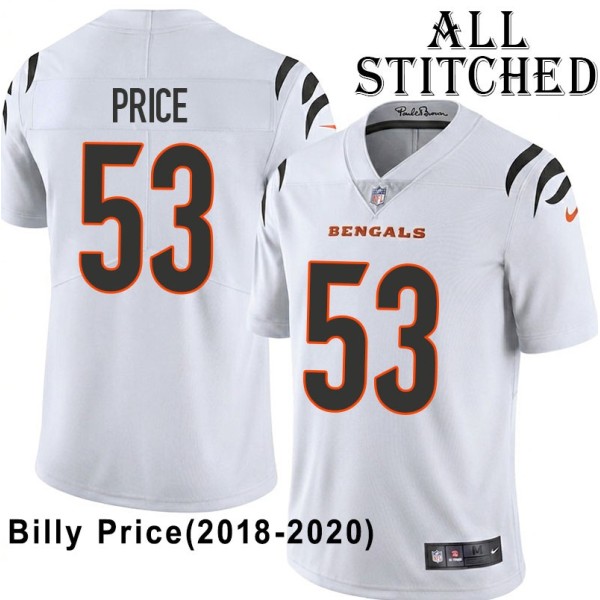White Embroidered Billy Price Cincinnati Bengals #53 Stitched Jersey