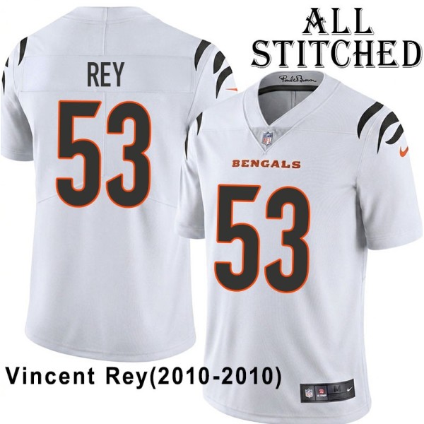 White Embroidered Vincent Rey Cincinnati Bengals #53 Stitched Jersey