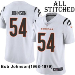 White Embroidered Bob Johnson Cincinnati Bengals #54 Stitched Jersey