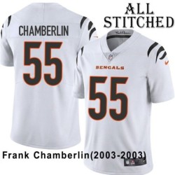 White Embroidered Frank Chamberlin Cincinnati Bengals #55 Stitched Jersey