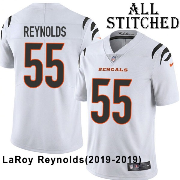 White Embroidered LaRoy Reynolds Cincinnati Bengals #55 Stitched Jersey