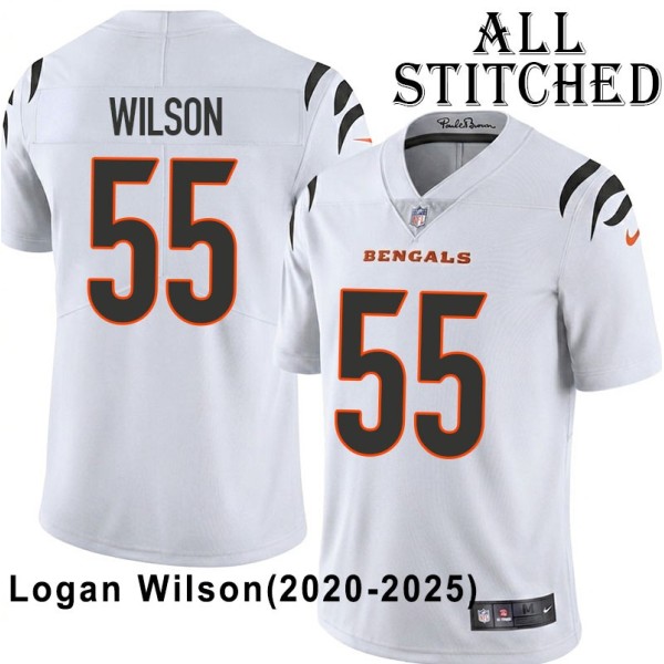 White Embroidered Logan Wilson Cincinnati Bengals #55 Stitched Jersey