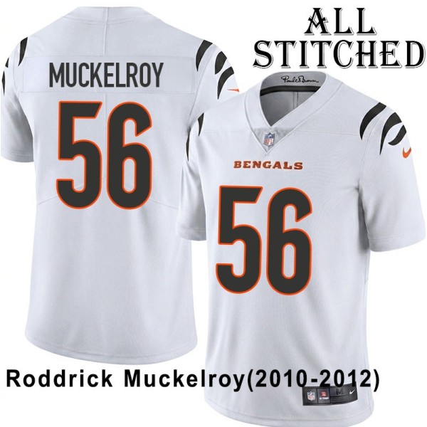 White Embroidered Roddrick Muckelroy Cincinnati Bengals #56 Stitched Jersey