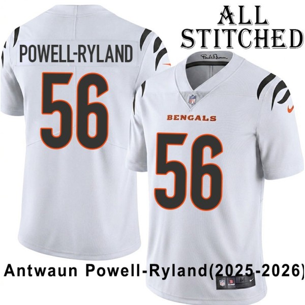 White Embroidered Antwaun Powell-Ryland Cincinnati Bengals #56 Stitched Jersey