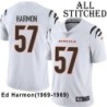 White Embroidered Ed Harmon Cincinnati Bengals #57 Stitched Jersey