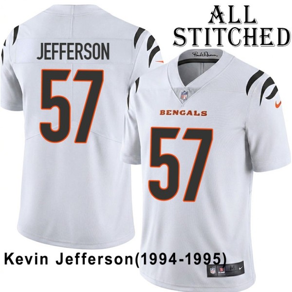 White Embroidered Kevin Jefferson Cincinnati Bengals #57 Stitched Jersey