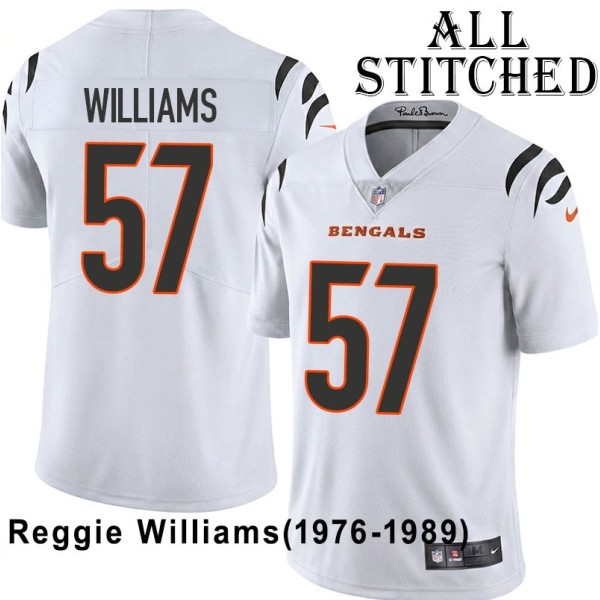 White Embroidered Reggie Williams Cincinnati Bengals #57 Stitched Jersey