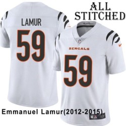 White Embroidered Emmanuel Lamur Cincinnati Bengals #59 Stitched Jersey