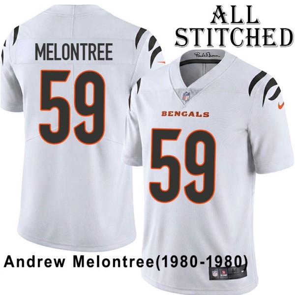 White Embroidered Andrew Melontree Cincinnati Bengals #59 Stitched Jersey