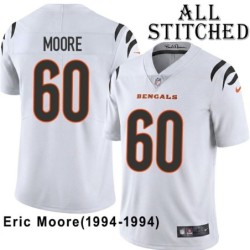 White Embroidered Eric Moore Cincinnati Bengals #60 Stitched Jersey