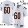White Embroidered Eric Moore Cincinnati Bengals #60 Stitched Jersey