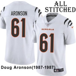 White Embroidered Doug Aronson Cincinnati Bengals #61 Stitched Jersey