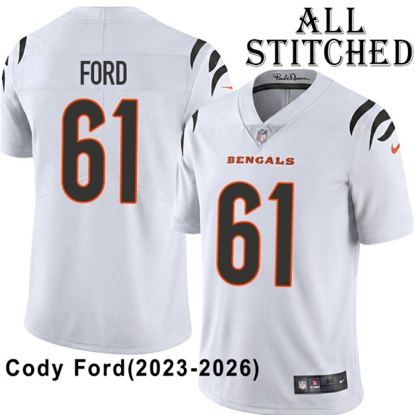 White Embroidered Cody Ford Cincinnati Bengals #61 Stitched Jersey