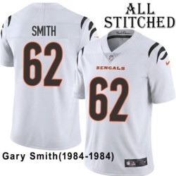 White Embroidered Gary Smith Cincinnati Bengals #62 Stitched Jersey