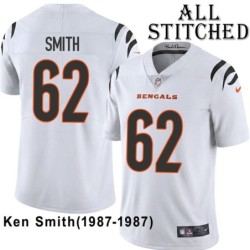 White Embroidered Ken Smith Cincinnati Bengals #62 Stitched Jersey