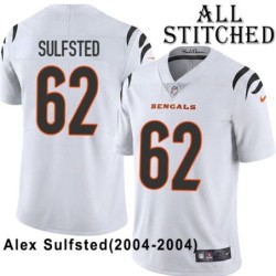 White Embroidered Alex Sulfsted Cincinnati Bengals #62 Stitched Jersey