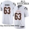 White Embroidered Guy Dennis Cincinnati Bengals #63 Stitched Jersey
