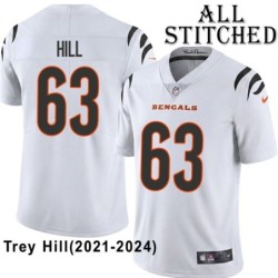 White Embroidered Trey Hill Cincinnati Bengals #63 Stitched Jersey