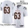 White Embroidered Trey Hill Cincinnati Bengals #63 Stitched Jersey