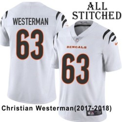 White Embroidered Christian Westerman Cincinnati Bengals #63 Stitched Jersey