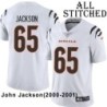 White Embroidered John Jackson Cincinnati Bengals #65 Stitched Jersey