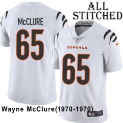 White Embroidered Wayne McClure Cincinnati Bengals #65 Stitched Jersey