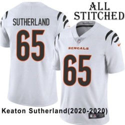 White Embroidered Keaton Sutherland Cincinnati Bengals #65 Stitched Jersey