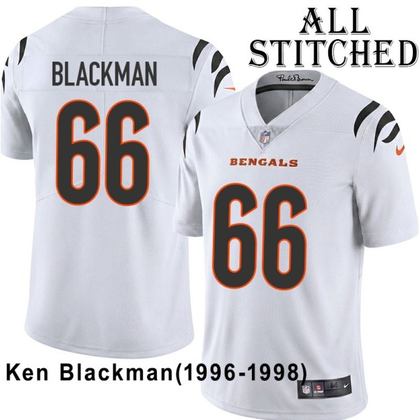 White Embroidered Ken Blackman Cincinnati Bengals #66 Stitched Jersey