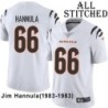 White Embroidered Jim Hannula Cincinnati Bengals #66 Stitched Jersey
