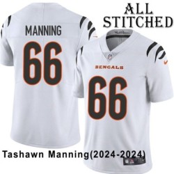 White Embroidered Tashawn Manning Cincinnati Bengals #66 Stitched Jersey