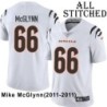 White Embroidered Mike McGlynn Cincinnati Bengals #66 Stitched Jersey