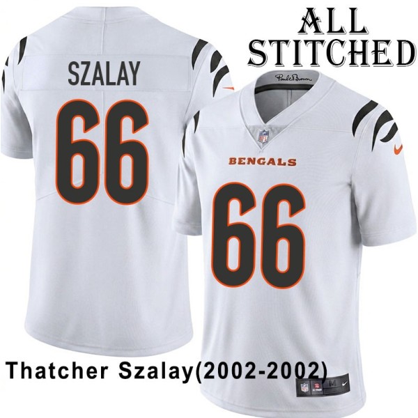 White Embroidered Thatcher Szalay Cincinnati Bengals #66 Stitched Jersey