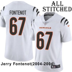 White Embroidered Jerry Fontenot Cincinnati Bengals #67 Stitched Jersey