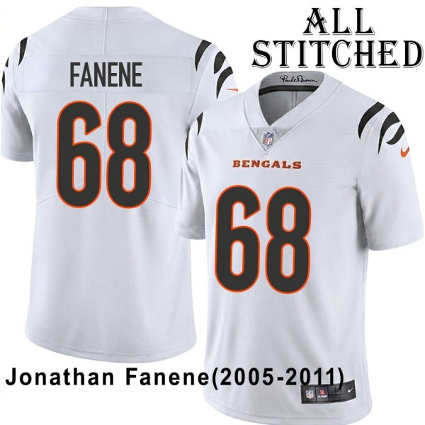 White Embroidered Jonathan Fanene Cincinnati Bengals #68 Stitched Jersey
