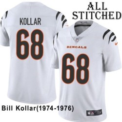 White Embroidered Bill Kollar Cincinnati Bengals #68 Stitched Jersey