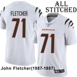 White Embroidered John Fletcher Cincinnati Bengals #71 Stitched Jersey