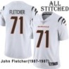 White Embroidered John Fletcher Cincinnati Bengals #71 Stitched Jersey