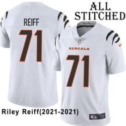 White Embroidered Riley Reiff Cincinnati Bengals #71 Stitched Jersey