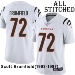 White Embroidered Scott Brumfield Cincinnati Bengals #72 Stitched Jersey