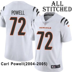 White Embroidered Carl Powell Cincinnati Bengals #72 Stitched Jersey