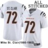 White Embroidered Mike St. Clair Cincinnati Bengals #72 Stitched Jersey