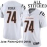 White Embroidered Jake Fisher Cincinnati Bengals #74 Stitched Jersey