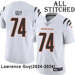 White Embroidered Lawrence Guy Cincinnati Bengals #74 Stitched Jersey